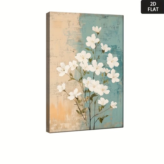 Topbout Art White Floral Rustic Two-Tone Canvas Wall Art - Affordable Stylish Home Decor