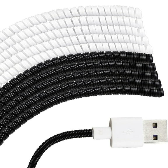 Topboutique 10 Pcs Spiral Cable Protector,Charger Cable Protective Cover,Headphone Cable Saver,Data Cable Protective for USB Data,Earphone Cable Prevent Pets from Biting The Cable,Black+White