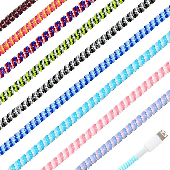 Topboutique 10 Pcs Spiral Cable Protector Multicolor Phone Charger Protector Spiral Headphone Cable Saver Data Cable Protective for USB Data Wire,Prevent Pets from Biting,10 Colors