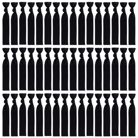 Topboutique 100 Pcs Hair Tie,Long Hair Elastic Fabric Hair Ties,Black Knot Knotted Ponytail Holders,No Dent Hair Bands,No Crease Hair Ties for Girl and Women