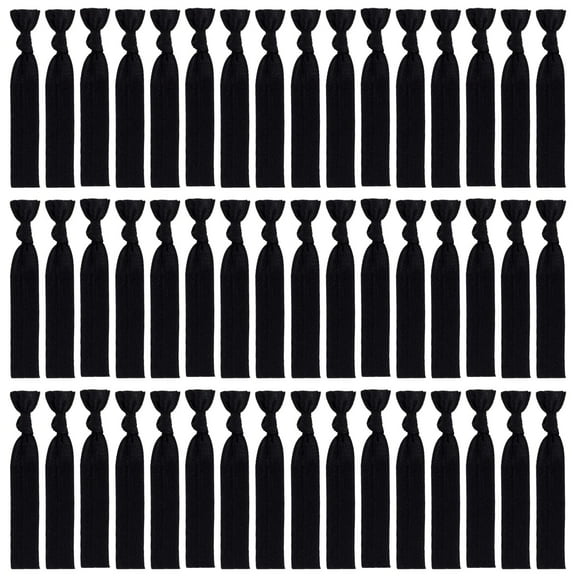 Topboutique 100 Pcs Hair Tie,Long Hair Elastic Fabric Hair Ties,Black Knot Knotted Ponytail Holders,No Dent Hair Bands,No Crease Hair Ties for Girl and Women
