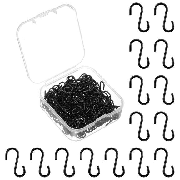 Topboutique 100 Pcs Mini S Hooks for Hanging Christmas Ornament Hooks Black Hooks Tiny Mini S-Hook Metal S-Shaped Hook for Xmas Tree DIY Crafts Jewelry (Black)