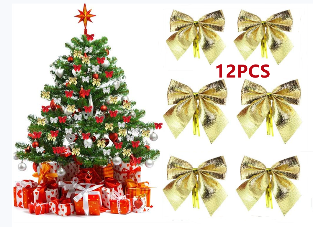 Topboutique 12 PCS Christmas Tree Bows, Christmas Bows for Presents, Small  Christmas Bows for Xmas Presents Wrapping Wreaths Craft Supplies, Christmas