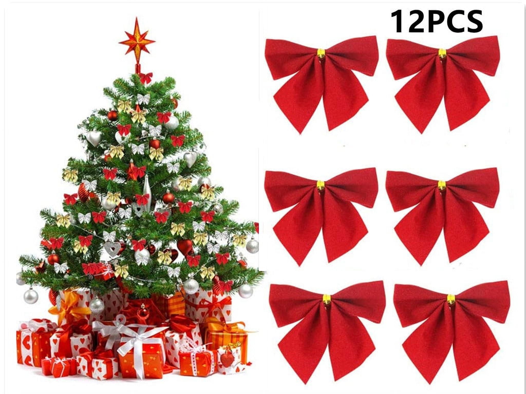 Topboutique 12 Pieces Christmas Ribbon Bows Ornaments Xmas Tree