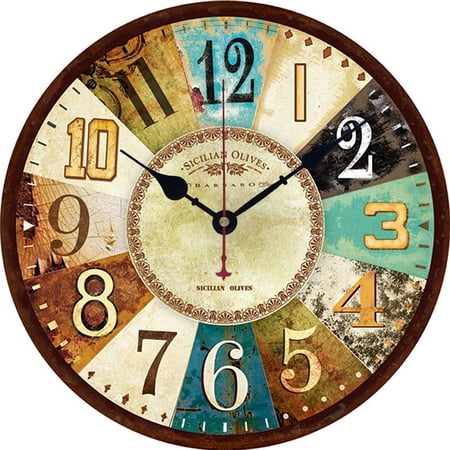 Topboutique 12" Quartz French Country Retro Indoor Wall Clock, Silent Mechanism