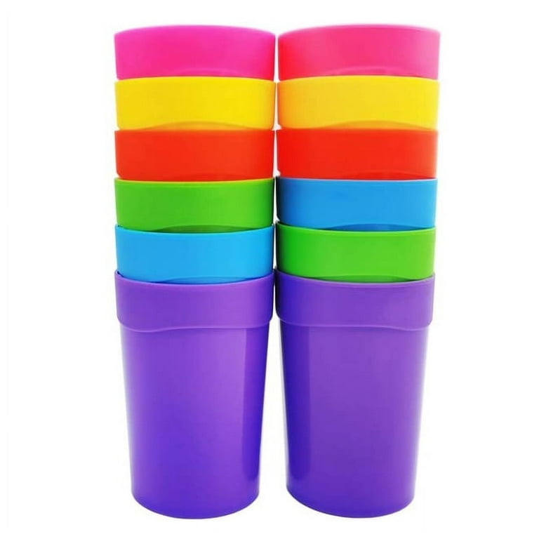 Topboutique 12Pcs Reusable Plastic Cups 400ml Small Plastic Drinking Cups  Tumblers Set for Children Kids, Kitchen, Outdoor Parties, Picnics, BBQ’s