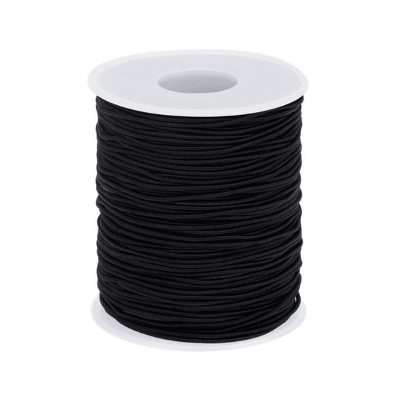 Topboutique 1MM Soft Black Elastic Cord for Sewing Face Masks, 1MM x 108 Yards Round Thin Elastic String Rope for Beading and Jewelry Making (1MM, 100M Black)