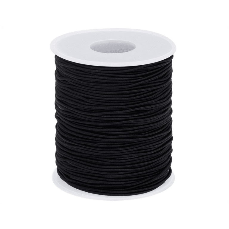 Topboutique 1mm Soft Black Elastic Cord for Sewing Face Masks, 1mm x 108 Yards Round Thin Elastic String Rope for Beading and Jewelry Making (1mm
