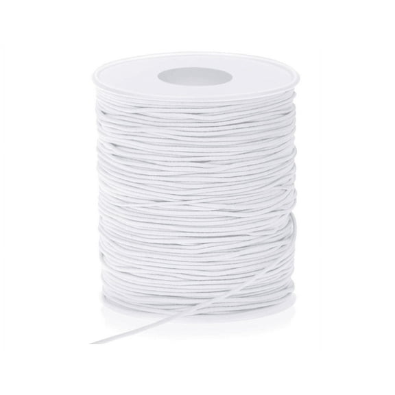 Topboutique 1MM Soft white Elastic Cord for Sewing Face Masks, 1MM x 108 Yards Round Thin Elastic String Rope for Beading and Jewelry Making (1MM, 100M White)
