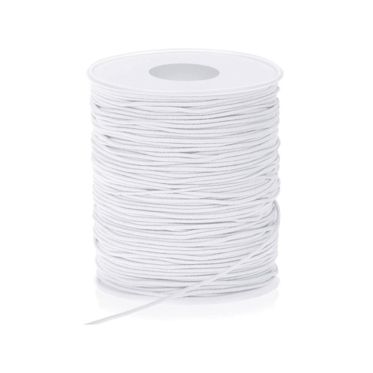 Topboutique 1mm Soft White Elastic Cord for Sewing Face Masks, 1mm x 108 Yards Round Thin Elastic String Rope for Beading and Jewelry Making (1mm