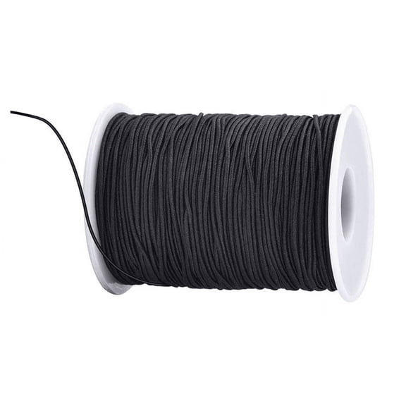 Topboutique 1mm Elastic Cord Stretchy String for Bracelets, Necklaces, Jewelry Making, Beading, Masks; 109 Yards Black