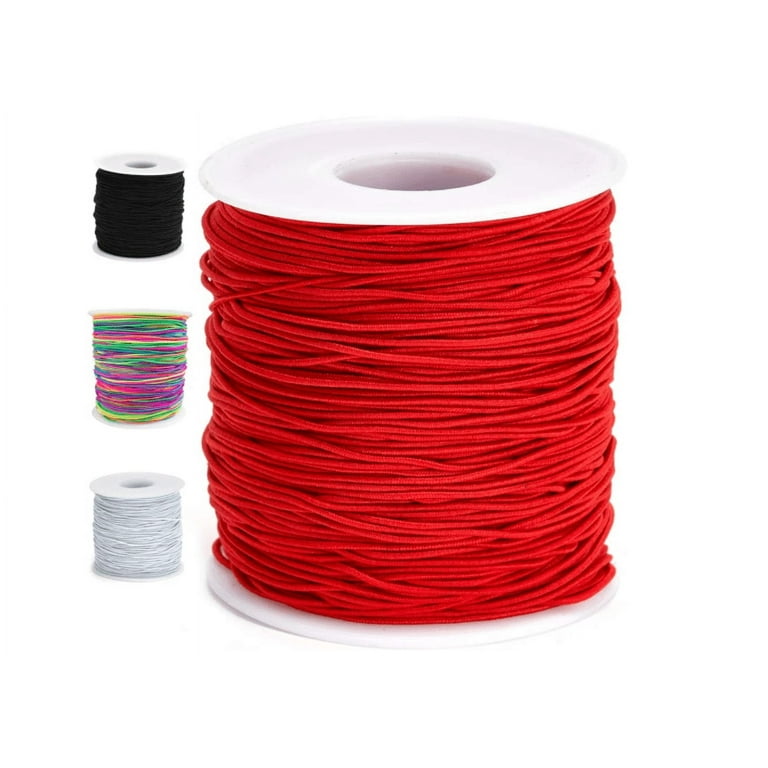 Topboutique 1mm Elastic Cord Stretchy String for Bracelets, Necklaces,  Jewelry Making, Beading, Masks; 109 Yards Red,Christmas Decorations 