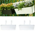 thumbnail image 1 of Topboutique 2 Pcs Railing Planter Box Outdoor Balcony Hanging Flower Pots Railing Fence Garden Balcony Planter Pots Metal Bucket Flower Holders for Garden Yard Patio Porch Home Decor,White,16 inch, 1 of 8