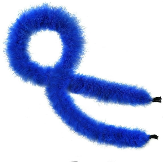 Topboutique 2 Yards Faux Marabou Feather Boa,Women Fluffy Feather Boa,DIY Craft Home Decor Fur String Scarf Fur Strips Trim,Craft Feathers Decoration,Blue
