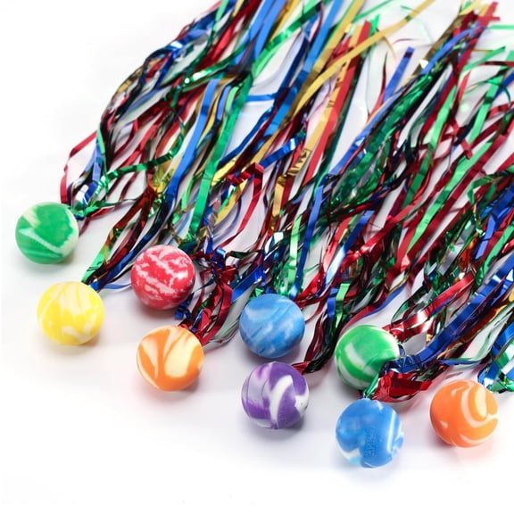 Topboutique 20 Pcs Christmas Comet Bouncy Balls Bulk Colorful Streamers Rubber Balls Streamers Mini Ball for Holiday Party Favors Goodie Bags,Assorted Colors