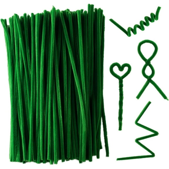 Topboutique 200 Pcs Pipe Cleaners Chenille Stem,Green Craft Pipe Cleaners,12 in Solid Color Pipe Cleaners,Art Pipe Cleaners for Fuzzy Sticks Craft Supplies DIY Art Craft Projects