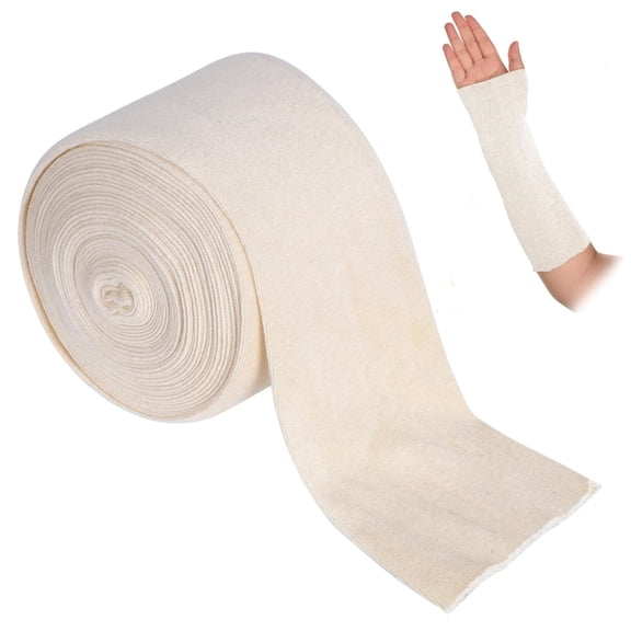 Topboutique 3.94" Width Elastic Tubular Bandage 32.8 Ft Beige Tubular Arm Stocking Comfortable Cotton Binding Tape Leg Knee Tube PreWrap Bandage for Cast Plaster Comfort Wear