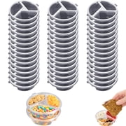 Topboutique 30 Pcs 3 Compartment Condiment Containers with Lids 5 oz Disposable Sauce Cups Small Snack Container Plastic Portion Cups Perfect for to-go Sauce, Sampling, Travel Snack