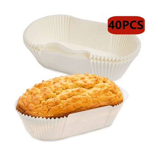 Topboutique 40 PCS Loaf Bread Baking Liners, Disposable Paper Loaf Pan Liners, Greaseproof Baking Cups Tin Liners for Cakes, Snacks, Cupcakes, Muffins, Weddings, Christmas RecyclableWhite