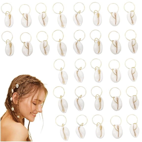 Topboutique 40 Pcs Non-Slip Shell Hair Clips Seashell Hair Accessories Boho Shell Hair Rings Metal Headpiece Braid Accessories Stylish Headdress for Women DIY Braids Ponytails and Dreadlocks
