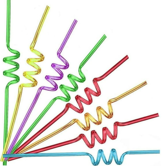 Topboutique 40 Pcs Twisty Straw Disposable Straws Plastic Straws Colorful Straws Screw Straw Bendy Straws Reusable Straws Long Drinking Straws for Birthday Party Favors,Random Color
