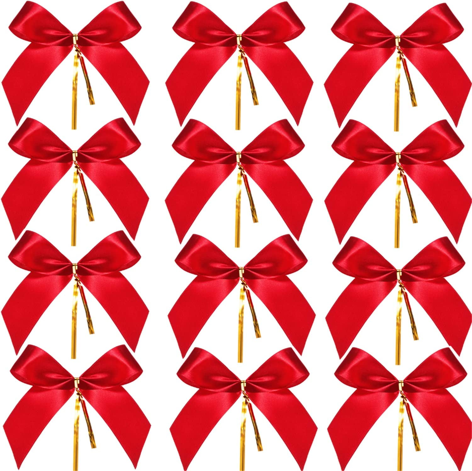 Topboutique 48 Pieces Christmas Bow Red Ribbon Bow for Christmas Tree, Christmas Wreath, Gift Decoration (Size M),Christmas Bows for Gift Wrapping