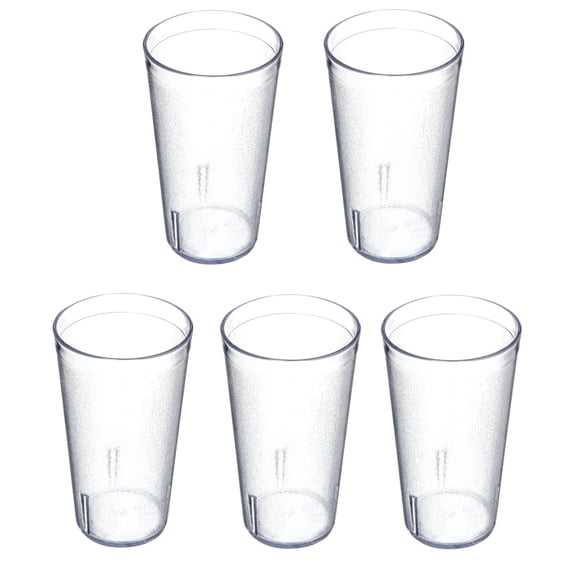 Topboutique 5 Pcs Shatterproof Tumbler Plastic Tumbler Stackable Glasses Reusable Water Cups Nonslip Grip Drinking Cups Frosted Acrylic Tumblers for Catering/Restaurants/Home,500 ml/17oz,Amber Clear