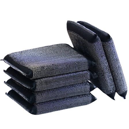 Topboutique 6 Pack Steel Dish Sponge Scrub Sponge Steel Wool Scrubbers Sponges Multipurpose Kitchen Scrubbing Pads Pot Scrubber for Cleaning Pans, Pots and Hard Stains, Non Scratch, Soft, Black