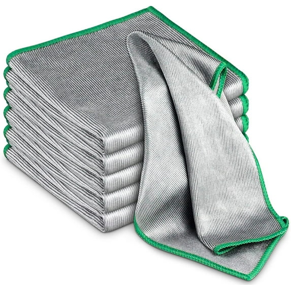Topboutique 6 Pcs Microfiber Cloth for Cleaning Glass Window Polishing Cloths Reusable Streak Free Easy Clean Rag Cleaning Towels for Mirror Kitchen Home Dusting 12*12 inch Green