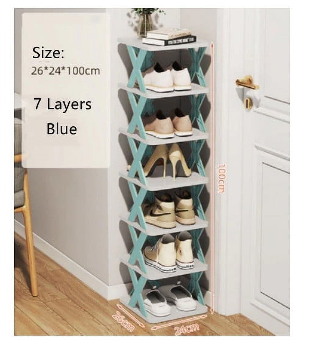Astoryou Shoe Rack Storage Organizer, 7 Tier Double Row Free Standing Shoe  Organizer Portable Boots Rack with Dustproof Nonwoven Fabric Cover and