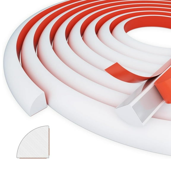 Topboutique 79 inch Stick Wall Molding,Flexible Quarter Round Molding,Bendable Peel Trim Molding,Double-Sided Self Adhesive Molding Trim for Wall Edge Corner Stair Edge,Bathroom Kitchen,White