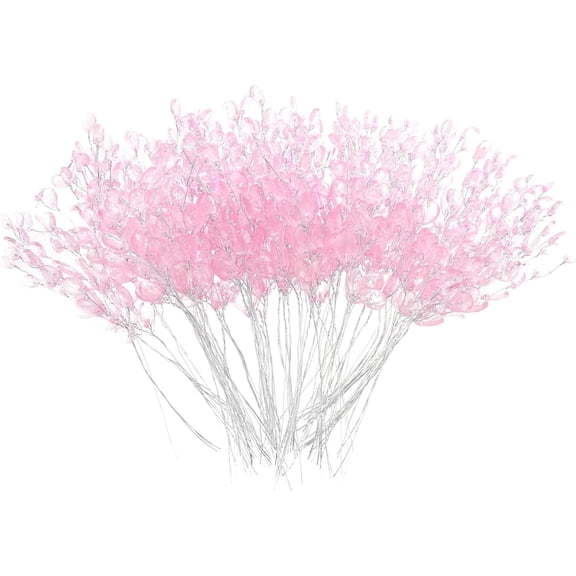 Topboutique Acrylic Bead Drop Stems Decorative Sprays Floral Twig Picks Glitter Floral Acrylic Picks for Christmas Wedding Party Home Decoration DIY Crafts,20 Pcs Pink,5 in
