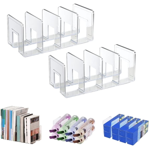 Acrylic File Storage Topboutique, Acrylic File Holder, 4 Sections, 12.6 x 5.7 x 5.1 in ...