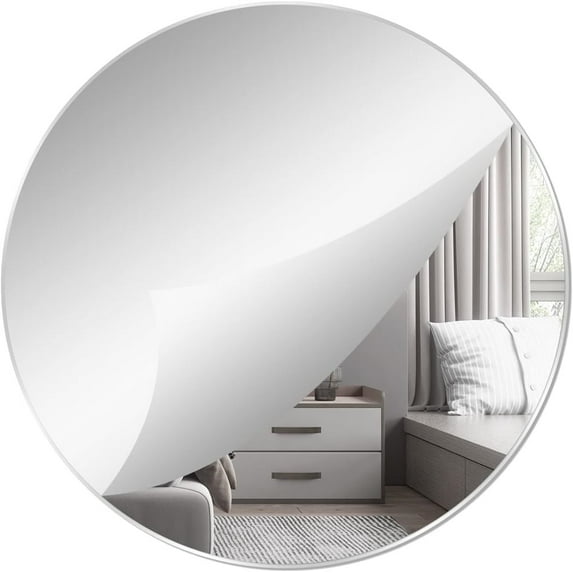 Topboutique Acrylic Round Mirror,Decorative Mirror Wall Stickers for Wedding Table Centerpiece,8 inch Makeup Mirror for Home Wall Decor,Self-Adhesive Circle Mirror,10 Pcs,Silver