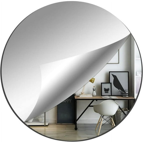 Topboutique Acrylic Round Wall Mirror,Decorative Mirror Wall Stickers for Wedding Table Centerpiece,8 inch Makeup Mirror for Home Wall Decor,Self-Adhesive Circle Mirror,10 Pcs,Silver