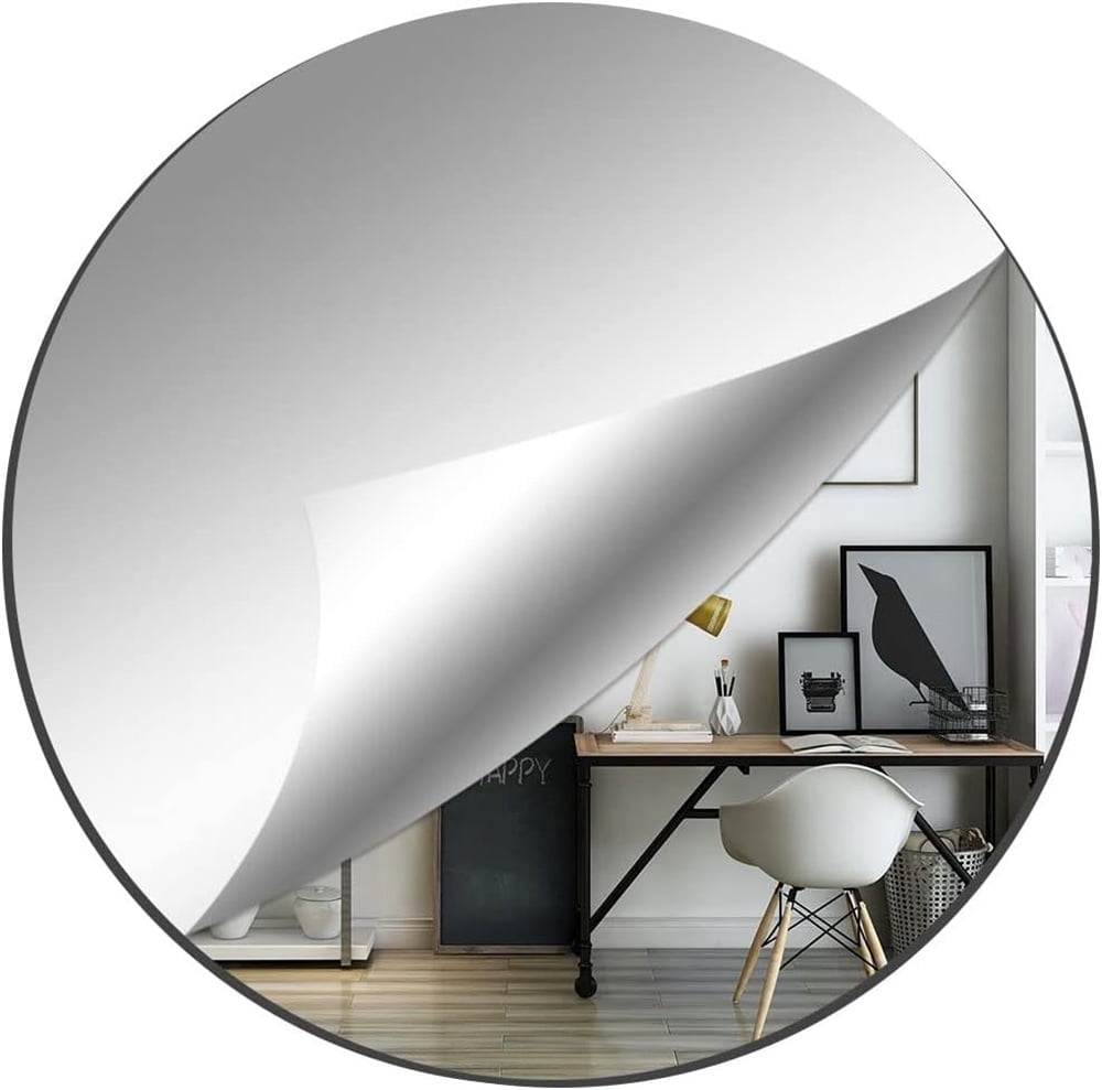 Topboutique Acrylic Round Wall Mirror,Decorative Mirror Wall Stickers for Wedding Table Centerpiece,8 inch Makeup Mirror for Home Wall Decor,Self-Adhesive Circle Mirror,10 Pcs,Silver