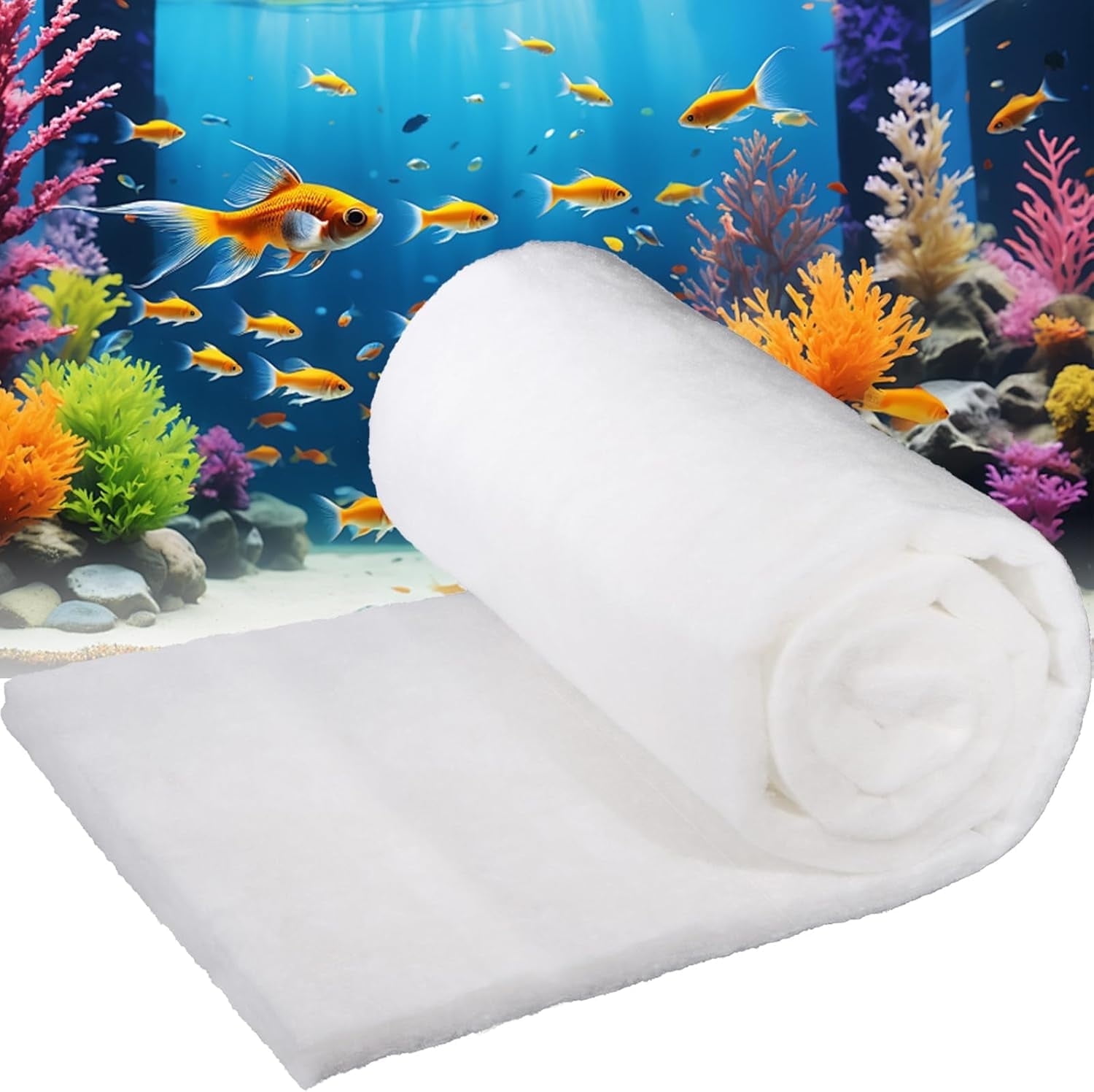 Topboutique Aquarium Filter Media,Fish Tank Filters Pad,Reusable Aquarium Filter Cotton Filtration Accessories Fish Tank Sponge Pad Cuttable Water Filtrable Pads for Ponds, White, 12'' x 78 inch