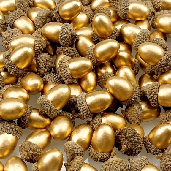 Topboutique Artificial Acorns 50 Pcs Gold Acorn with Cap Lifelike Foam Acorns Simulation Acorns Fruits for Christmas Tree Crafting Autumn House Decor