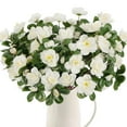 thumbnail image 1 of Topboutique Artificial Flowers 5 Bundles Fake Silk Rhododendron Faux Azalea Flower Fake Floral Bouquet UV Resistant Look Real Flower for Wedding Festival Porch Patio Balcony Decor,White, 1 of 5