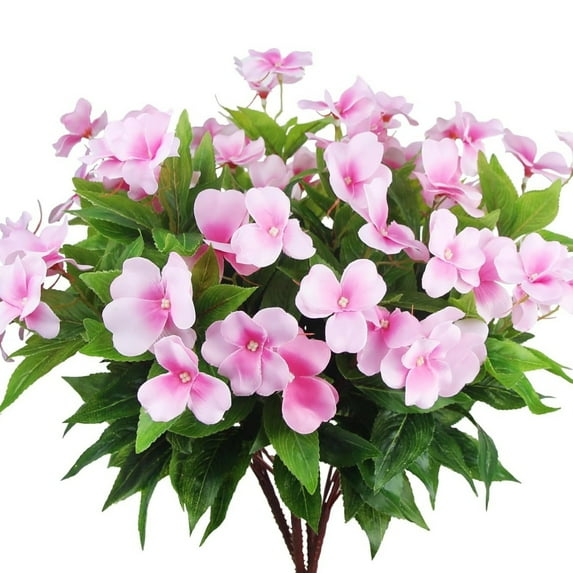 Topboutique Artificial Impatiens Flowers Silk Impatiens Bouquet Lifelike Flower Bouquet Fake Flower Greenery for Wedding Home Party Decoration Event Gift (4 Pcs-7 Branches,Pink)