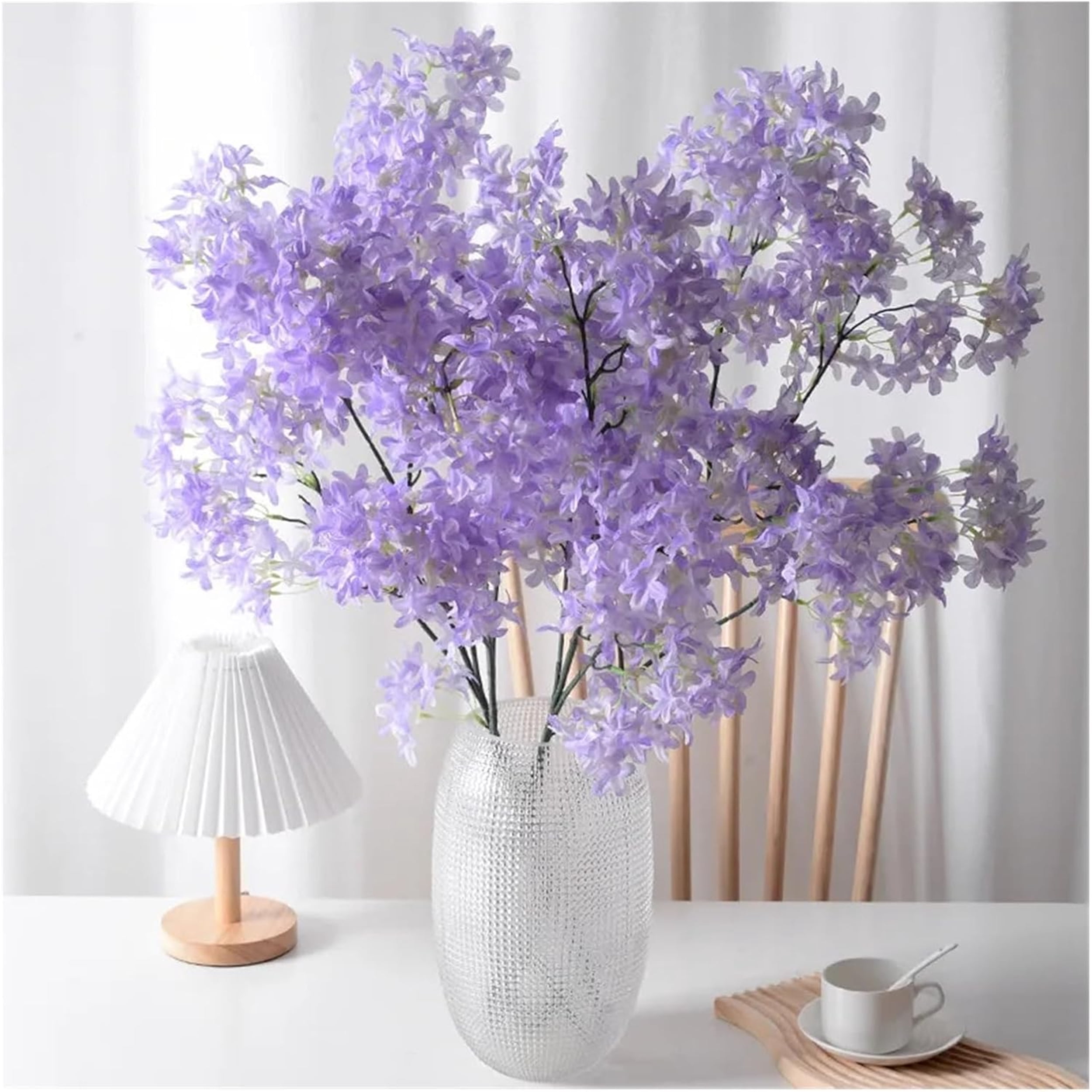Topboutique Artificial Lilac Flowers Silk Purple Lilac Fake Flowers Stems Faux Cherry Flowers 38 inch Tall Stems Flower Arrangement for Wedding Party Home Decor, 3 Pcs Purple