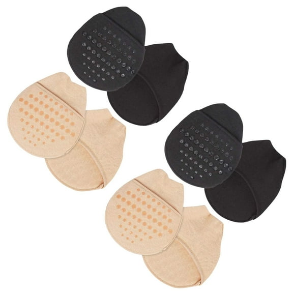 Topboutique Ball of Foot Cushion Socks Seamless Toe Topper Socks Women's Toe Cover with Padding Half Forefoot Socks No Show Liner Socks Non-Slip Pain Relief Toe Half Socks 4 Pairs
