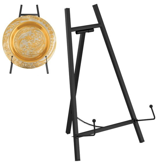 Topboutique Black Metal Easel, 16.5" Large Table Top Picture Stand, Modern Tripod Photo Frame Holder for Wedding Signs, Artwork, Mirror, Paintings Display, Home Office Decor 1 Pcs