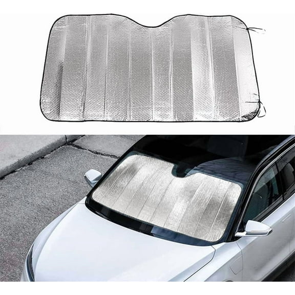 Topboutique Car Front Windshield Sunshade,Windshield Sunscreen Heatshield to Blocks UV Rays,Car Front Window Sun Protector,Universal Car Windshield Cooling Cover,55''x27.5'',Silver