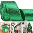 thumbnail image 1 of Topboutique Christmas Ribbon,Sparkle Metallic Glitter Wired Ribbon,Glitter Ribbons,Wired Edges Ribbon for Christmas Tree Wreath Gift Wrapping Bow Making Wedding Flower Home Decor,Green,10Yard*2.5 in, 1 of 8