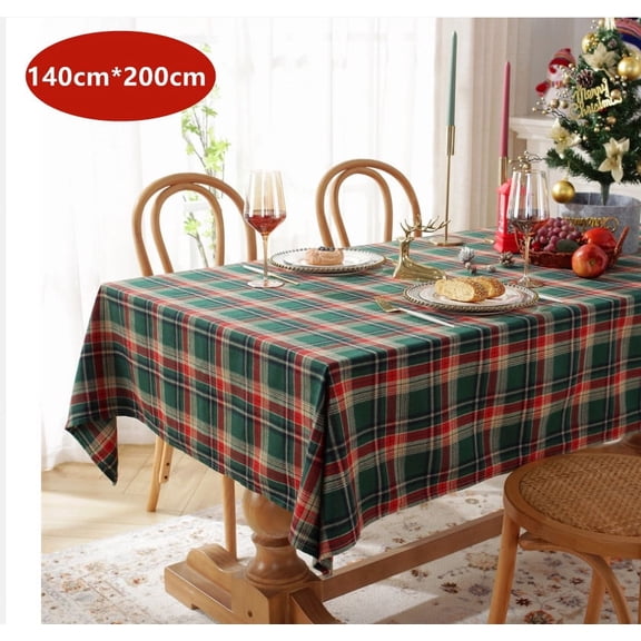 Topboutique Christmas Tablecloth New Year's Eve Vintage Checkered Decoration Tablecloth Rectangle Table Cover Perfect for Party Kitchen Dinner TableTopper 55*79 inch,Christmas Decorations