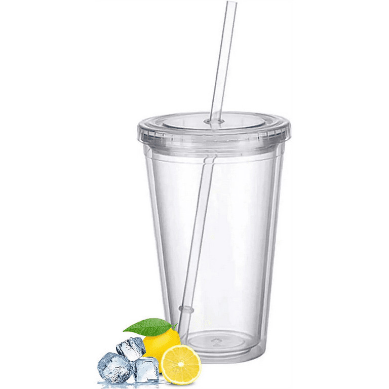 Topboutique Clear Classic Tumbler 20oz/1 Pack,Reusable Plastic Cup,Tumblers with Lids and Straws,more Suitable for Cold Drinks, Juice, Coffee,crystal