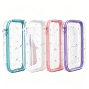 Topboutique Clear Hard Zipper Case,4 Pcs Hard Shell Zipper Case,Hard Plastic Zipper Pouches Makeup Bag,Pencil Pouches,Small Transparent Cases for Snacks, Makeup, Puzzles, Cosmetics,Multicolor