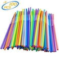 thumbnail image 1 of Colorful Extra Long Flexible Drinking Straws Bendy Disposable Plastic Drinking Straws 100 Pack 10.2 inch Tall, 1 of 7