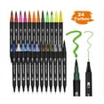 thumbnail image 1 of Topboutique Colouring Pens, 24 Colours Felt Tip Pens Double Brush Pens Art Marker Pens for Colouring, Hand Lettering Drawing Sketching Painting Calligraphy Brush Tips and Fineliner Tips, 1 of 7